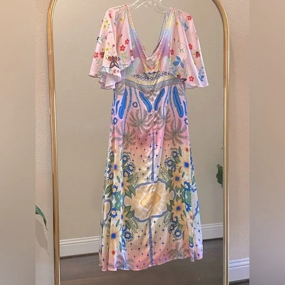 Oceanus Camille Satin Midi Dress Size XXL - Picture 2 of 16